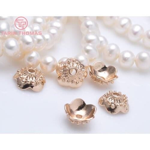 10PCS 9MM 24K Champagne Gold Color Plated Brass Plum Flower Beads Caps Tassel Caps High Quality Diy Jewelry Accessories