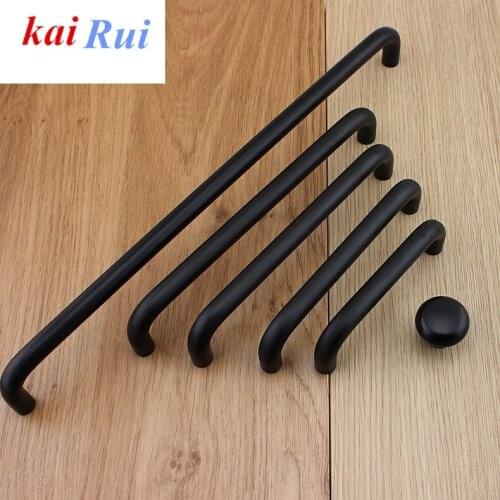 4Pcs/Lot black Solid Aluminum Bar Kitchen Cupboard Furniture Cabinet Closet Wardrobe Handle Pull Round