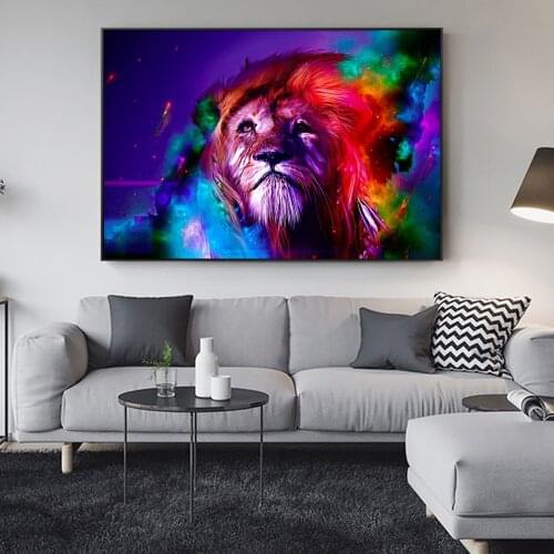 Watercolor Abstract Lion Canvas Paintings On The Wall Art Aniamals Decotative Wall Pictures Pop Art Canvas Prints For Kids Room