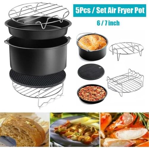 Air Fryer Accessories 6 Inch For 3.2QT-5.8QT Deep Air Fryer with Cake Barrel Grill Silicone Mat Pizza Pan Accessories
