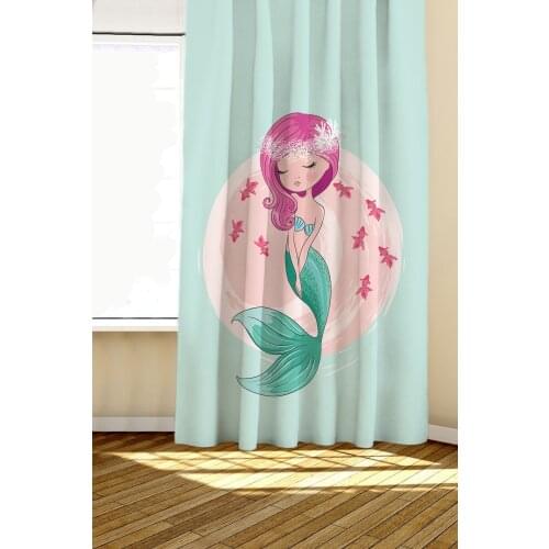 Besthome 135x260 cm'dir. KENARLARI ULTRASONİK LAZER KESİMLİDİR Deniz Kızı Fon Çift Perde Tek