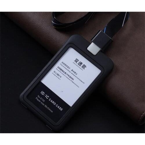 Safe Reel Sling Name Badge Plastic Name Badge Card Sleeve with Suspension Lanyard Cord for Doctor Nurse Student Staff