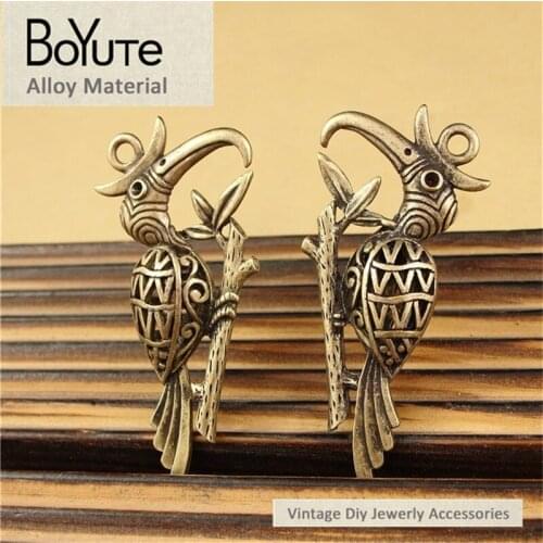 BoYuTe (20 Pieces/Lot) 27*55*9MM Antique Bronze Plated Metal Alloy Woodpecker Pendants Charms Findings for Jewelry Making