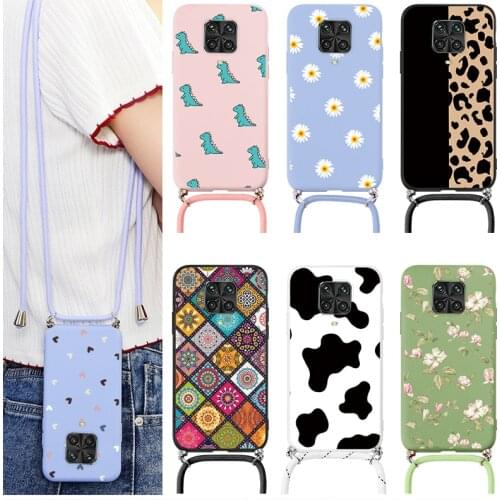 For Xiaomi Redmi Note 9 Pro Max 9s Case Crossbody Necklace Silicone Lanyard Funda For Redmi note9 Note 9 S 9pro Cute Daisy Cover
