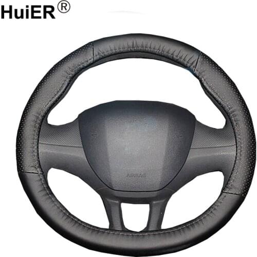 HuiER Car Steering Wheel Cover Only For Peugeot 2008 208 308S New 308 36CM/14.2" Car-Styling Steering-wheel Anti-Skid Breathable
