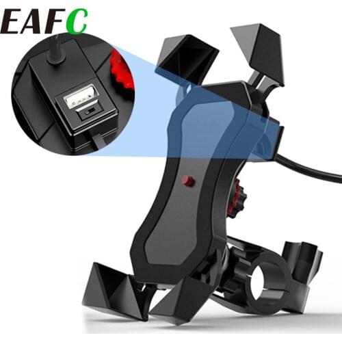 Motorcycle Bike Phone Holder 360 Rotatable Handlebar Bicycle Phone Holder Mobile Cell Phone Stand Holder With USB Charger