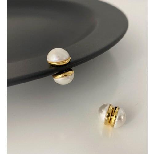 SRCOI Elegant Simulated Pearl Magnet Earrings Non Piercing For Women Girls Gold Color Two Sides Magnetic Clip Ear Women Jewelry