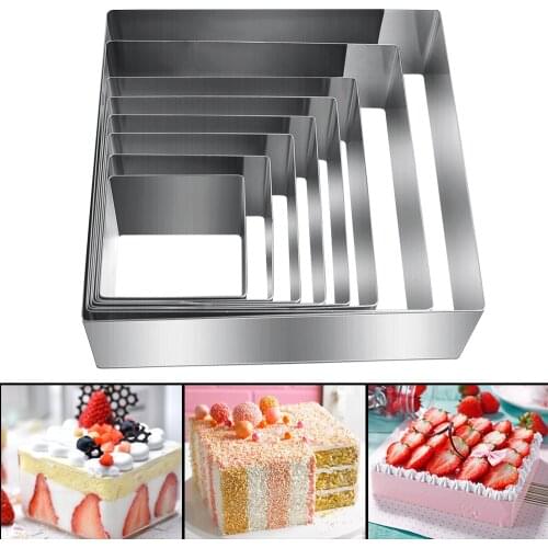 8CM Mousse Ring Stainless Steel Cake Mould Heighten Square DIY Baking Tools Cheese Melaleuca Decorating Mold Kitchen Accessory