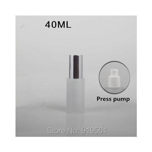 40ml Frosted Lotion Bottle with Silver lid cosmetic container Empty Press pump/spray Bottle glass bottle cosmetic packaging