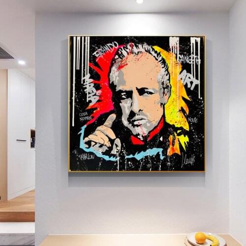 Graffiti Art Godfather Portrait Canvas Painting Modern Poster and Prints Street Wall Art Picture for Living Room Home Decoration