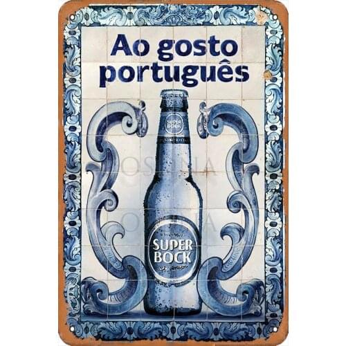Racing Series Illustration Super Bock Ao Gosto Portugues Rustic Wall Decor Metal Tin Sign Vintage Decor Funny Metal Painting