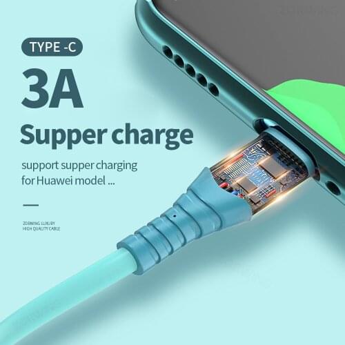 Micro USB Type C Cable for XiaoMi red mi note 9 3A Fast Charging Liquid Silicone Mobile Phone Data Cable for Samsung Huawei