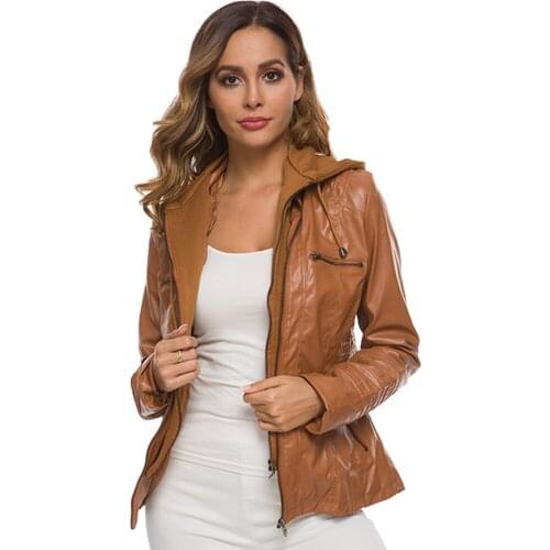 Women Autumn Winter PU Leather Jackets Coats Lady Motorcycle Streetwear Solid color Faux Soft Leather female Jackets Outerwear