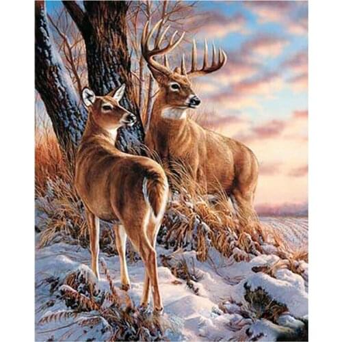 DIY Digital Painting By Numbers Package The Slope deer oil painting mural Kits Coloring Wall Art Picture Gift frameless