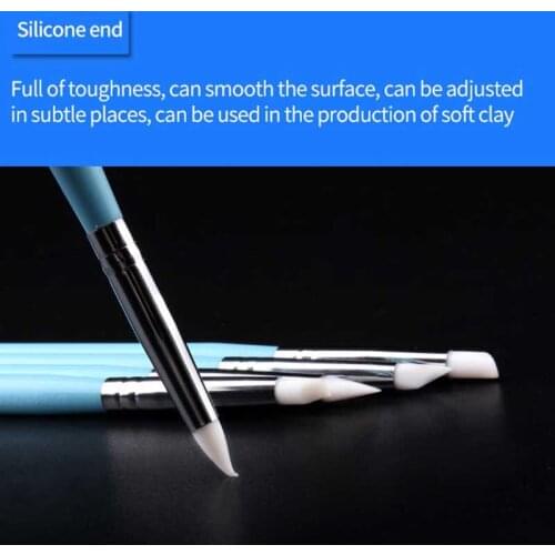 5pcs/set Double-ended Dotting Tools Set Art Embossing Tools Pottery Craft Art Silicone Brushes Carving Pottery Tools