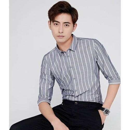 Hign Quality 2021 New Fashion Men Shirts Casual Striped Shirt Korean Clothing Man Button Down Dress Shirt Asian Size 5XL