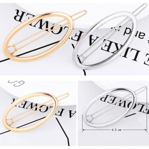 New Fashion Hollow Metal Hairpin Geometry Oval Plated Hair Clip Women Girls Hair Pin Jewelry Hair Accessories Delicate Hair Clip