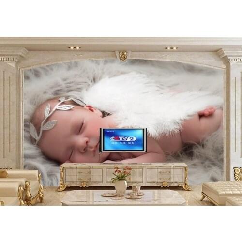 Papel de parede Angel Infants Sleep Children Baby photo wallpaper,living room TV sofa wall kids room restaurant lovely wallpaper