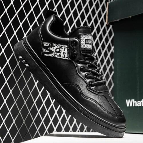 Autumn PU Leather Male Sneakers Mens Running Shoes Men Sport Shoes Mens Sports Shoes Male Black Fitness Training Walk GMD-0692