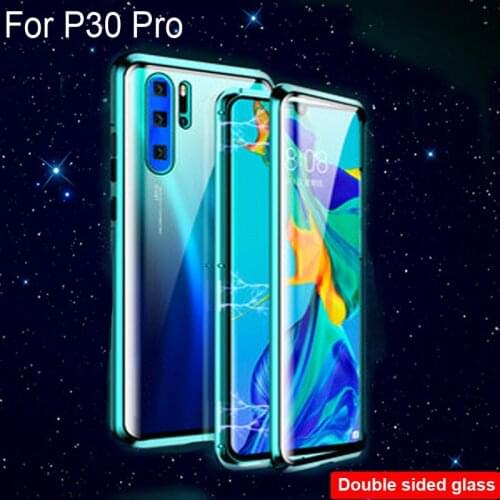 Luxury Magnetic Adsorption Case For Huawei P30 Pro Metal Frame Doubl Sided Glass Cover p30 P30Pro Protective Phone Case Shell