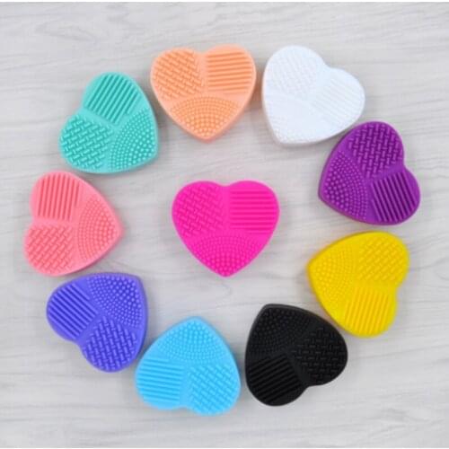 Heart Shape Clean Make up Brushes Wash Brush Silica Glove Scrubber Board Cosmetic Cleaning Tools for makeup new 100pcs