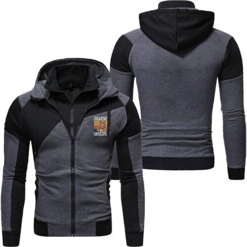 New Mens Hoodies Sweatshirts Zipper Hoodie Patchwork Bears Print Men Hooded Jacket Loose Track Hoodie Jacket Coat Streetwear