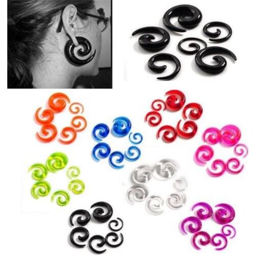 12Pcs/set Acrylic Spiral Ear Stretching Tapers Body Jewelry Mix Lots 2-8mm Acrylic Ear Tapers Fake Ear Expander Plug Tunnel Kit