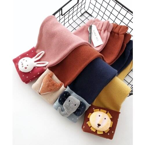 Tonytaobaby New Style for Autumn and Winter 4 Color Solid Animal Cotton Knitted Trousers Toddler Leggings