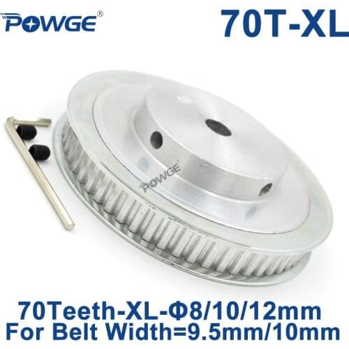 POWGE Trapezoid 70 Teeth XL Synchronous pulley Bore 8/10/12mm for width 9.5mm Timing Belt 70-XL-037 BF 70teeth 70T