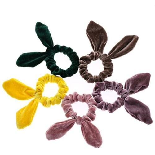 Girl Bunny Ear Hair Scrunchie Velvet Girls Women Knot Bow Hair Band Hair tie Rabbit Ear Elastic Ponytail Holder Bands Hair bow