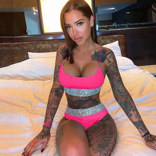 Brief Sets Women Set Lady Sequin Crystal Push Up Padded 2018 Summer Casual Sexy Brief Sets 3 Colors Sexy Bra and Panty Sets