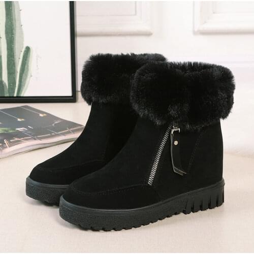 Winter New Cotton-Padded Shoes Womens Velvet Platform Elevator Short Snow Boots Furry Short Boots Women Boots