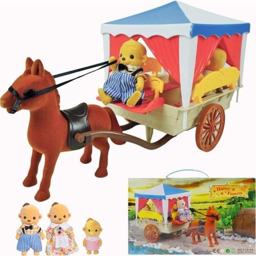 1:12 Forest Animal Villa Mini Doll House Furniture Kit Forest Animal Villa Carriage Outing Toy Picnic Toy Girl Simulation Puff