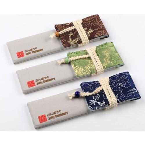 1pcs New Chinese Style Brocade Dragon Pattern Pen Case Bag Storage Pouch Pen Bags embroidered Pen Cover Christmas Gifts