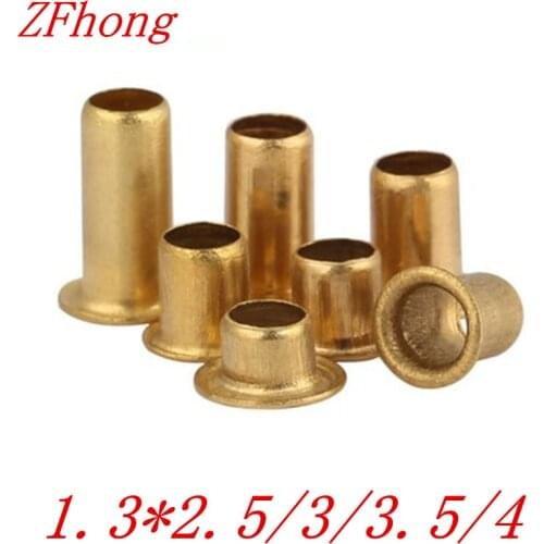 1000pcs /lot High Quality M1.3*2.5/3/3.5/4 1.3mm Brand New Copper Hollow Rivet Double-sided circuit board PCB vias nails