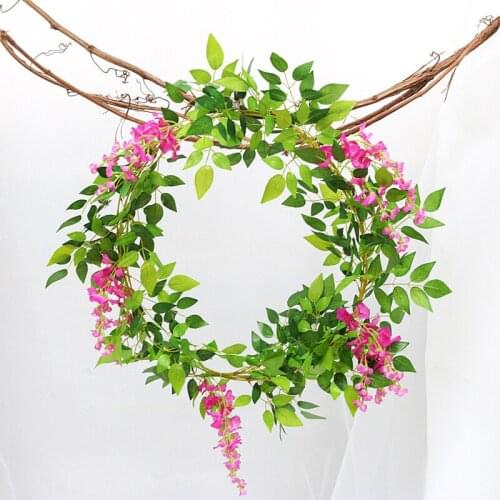 2Pcs/2M Wisteria Artificial Flowers Vine Garland Wedding Arch Fake Plants Leaf Flowers Outdoor home office hotel Decoration