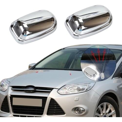 2Pcs Chrome Windshield Washer Wiper Water Spray Nozzle Trim Cover Protector Fit For Ford Focus Mk3 Models 2011 2012 2013 2014
