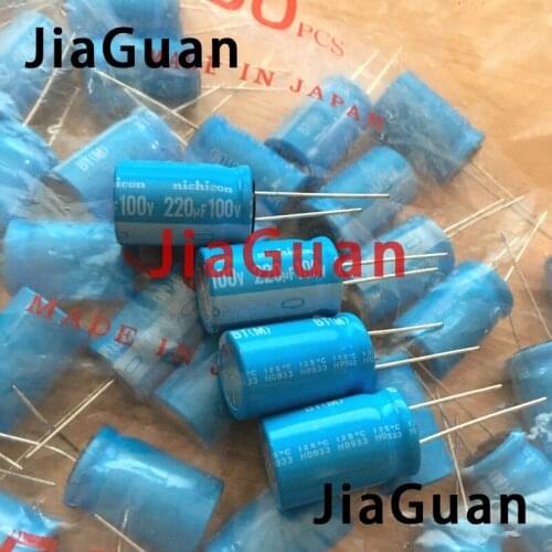 20pcs NICHICON BT 100V220UF 16X25MM electrolytic capacitor bt 125 degrees 220uF/100v military industrial capacitor 220UF 100V