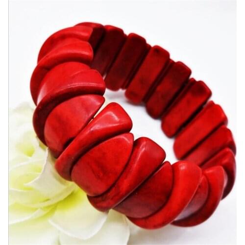 2021 National Style Stone Bracelets For Women Red Turquoises Bracelets White Jaspers Rhinestone Couple Nature Bangles Jewelry