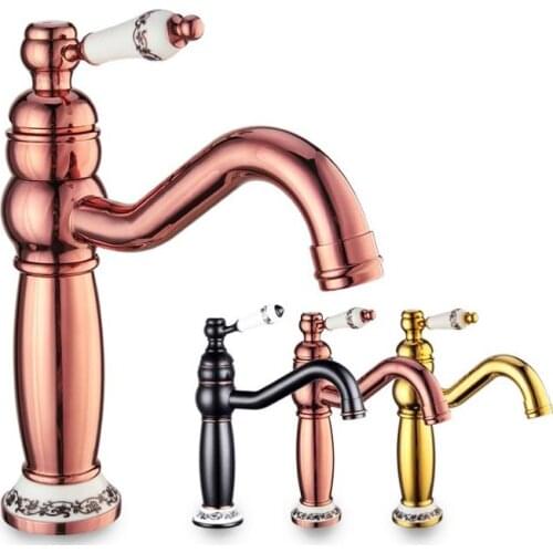 3 Colors Brass Material Deck Mounted Cold & Hot Water of Lavatory Mixer