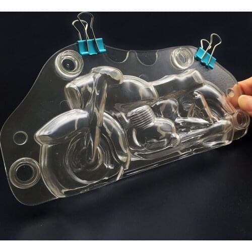 3D Plastic Motorcycle Chocolate Mold DIY Handmade Cake Polycarbonate Autobike Chocolate Making Tool Cake Decorating Tools Molds