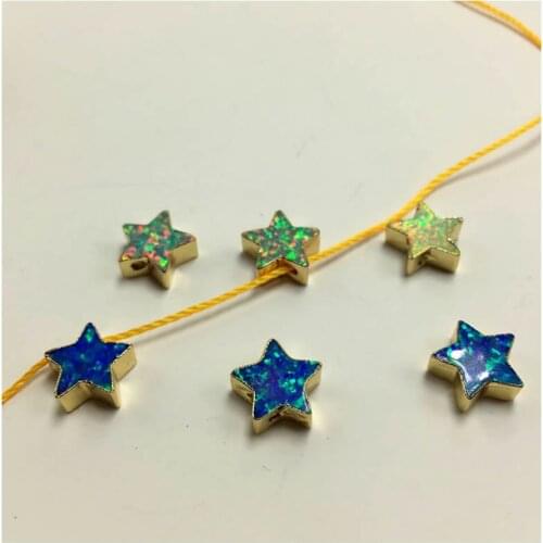 5PCS 10mm Starfish Gold Color Man-made Opal Beads Mixed Colors Japanese Opal Pendant Beads for Necklace Bracelet Druzy Jewelry