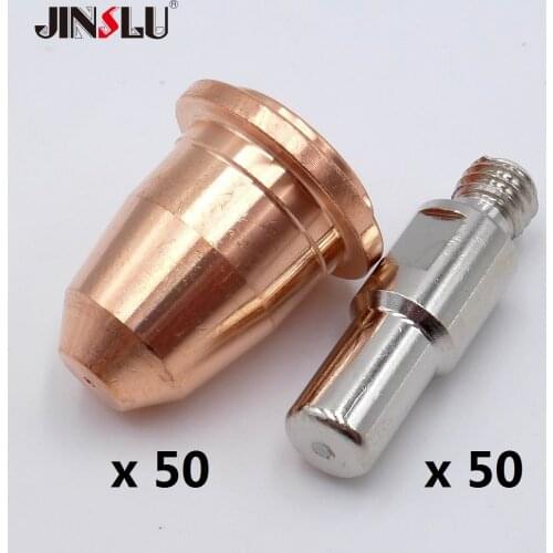 50 Electrodes + 50 Tip 20A 30A 40A S45 CUT55 PT-40 PT40 IPT-40 HC4000 PR0110 PD0116 Nozzle Fit telwin plasma 34