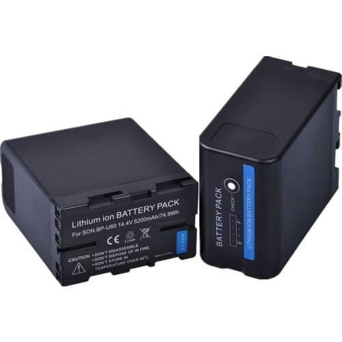 Batmax 2Pc 5200mAh BP-U60 BP U60 BPU60 Camera Battery for Sony Camcorders PMW 300 EX1 EX1R EX3 EX3R EX280