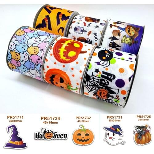 Choshim accessories 10 Yards Per Size Halloween Ribbon Printed Grosgrain Ribbon DIY Bow Bag Material 41976