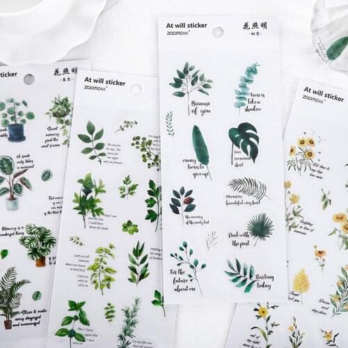DIY Flower Stickers Journal Diary Scrapbooking PVC Plants Stickers Paper Notebook Decoration Decals Craft Album Decoration