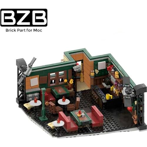 BZB MOC 55544 McLarens Bar City Street View Creative Building Blocks Model Bricks Home Decoration Kids DIY Toys Best Gifts