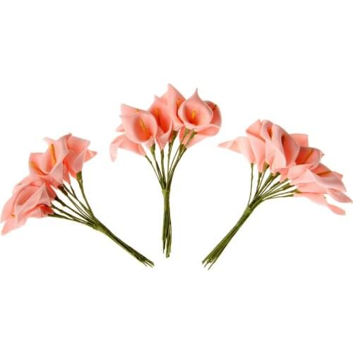 Dophee 12pcs Mini Calla Lily Flower Craft Wedding Decor Card Scrapbooking Craft DIY silk flowers dried flowers fake flowers