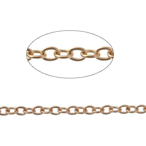 Doreen Box Lovely Link Chain Findings Round Rose gold color 3x3mm, 10M (B25861)