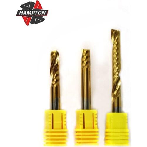 Hampton 1PC 6mm Shank Titanium Coated Single Flute End Milling Cutter CNC Router Bits Sprial Carbide End Mill Cutter Tools